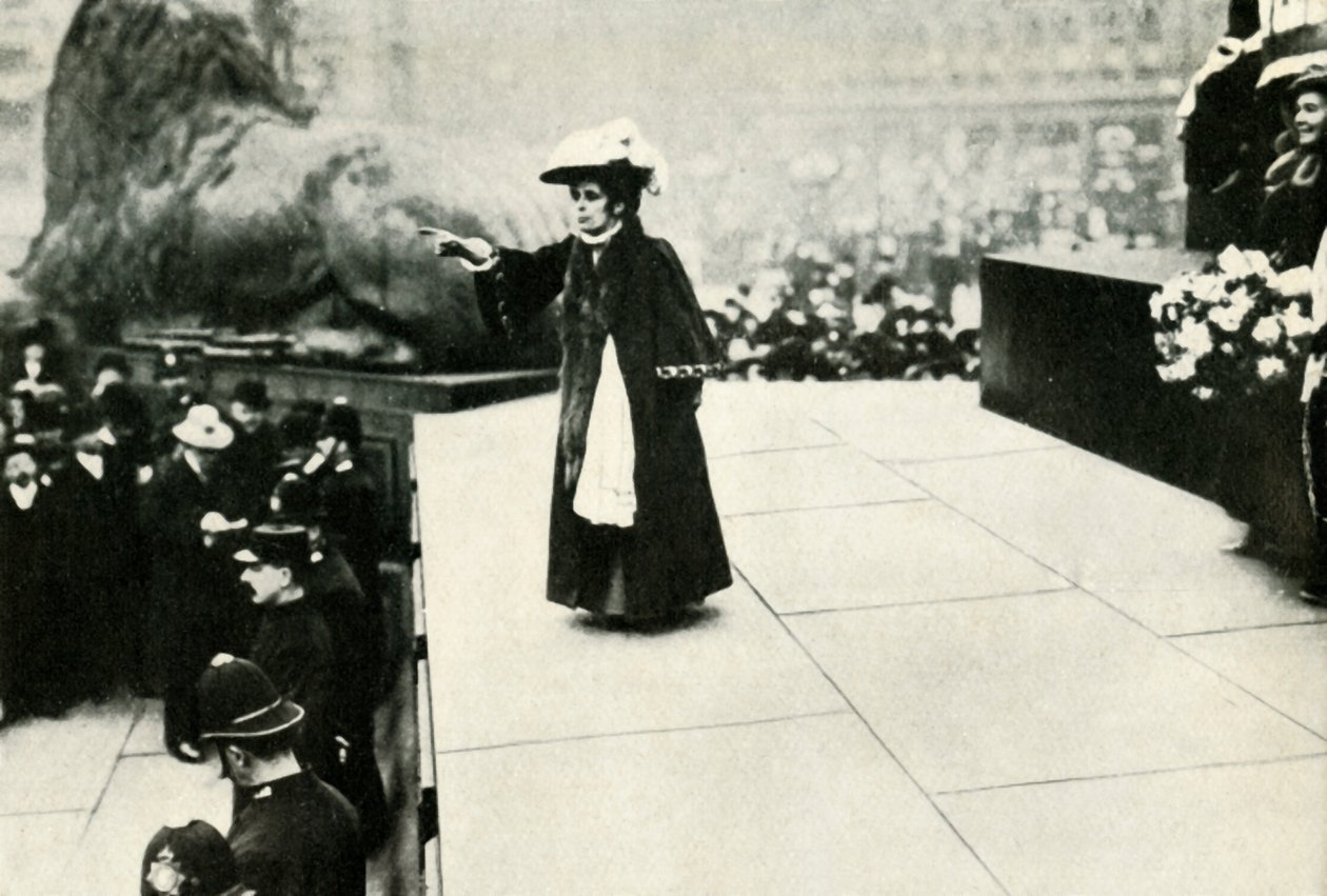 Jennie Baines przemawiająca na Trafalgar Square, 1908, 1947. autorstwa Unbekannt