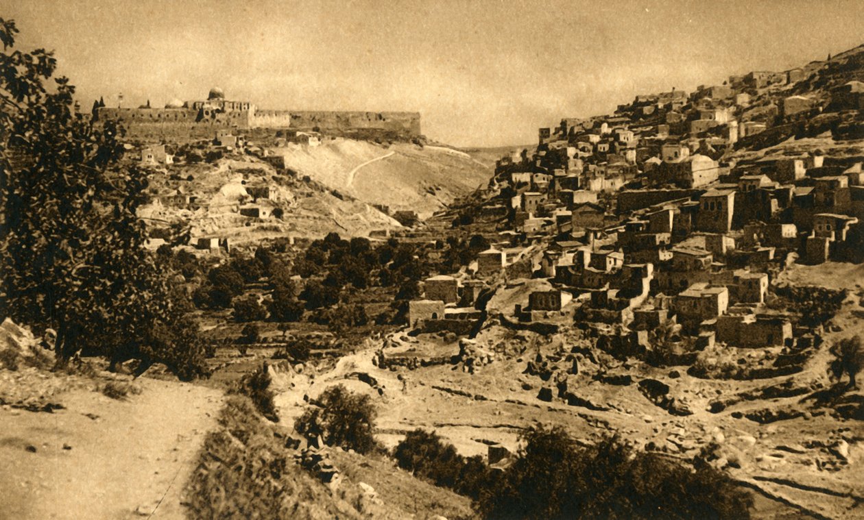 Jerozolima - Dolina Cedronu, Siloam i Mur Miejski, c1918-c1939. autorstwa Unbekannt