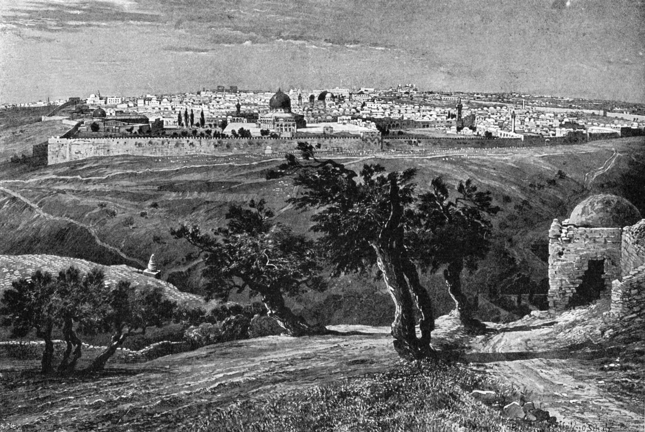 Jerozolima, z Góry Oliwnej, 1902 autorstwa Unbekannt