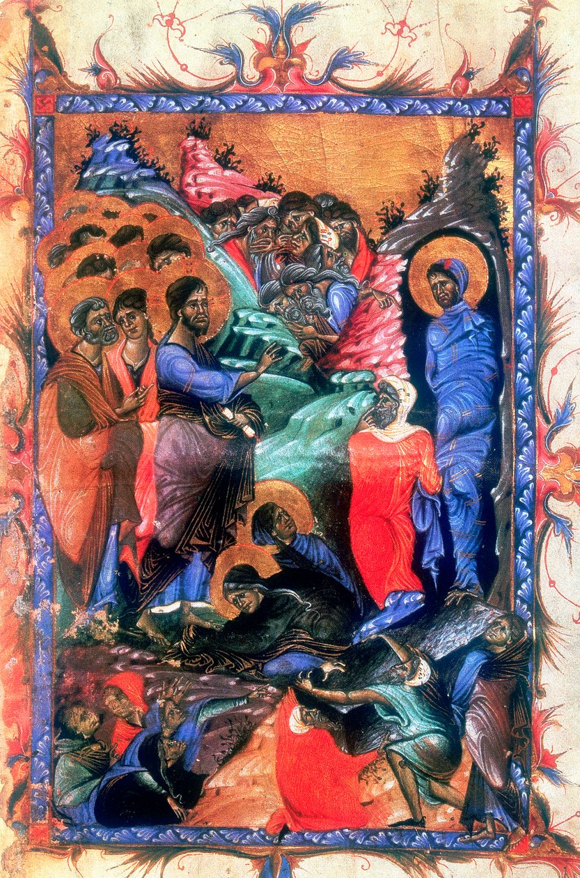 Jezus wskrzeszający Łazarza po czterech dniach, ok.1280 autorstwa Unbekannt
