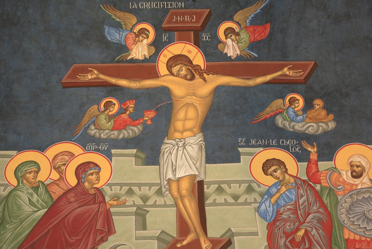 Ukrzyżowanie Jezusa. Cerkiew Saint-Antoine-le-Grand Saint-Laurent-en-Royans Francja autorstwa Unbekannt