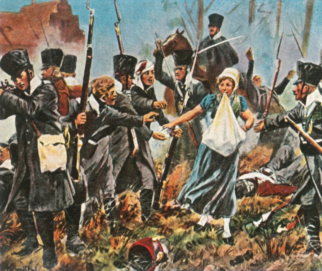 Johanna Stegen podczas walk w Lüneburgu, 2 kwietnia 1813, 1936. autorstwa Unbekannt