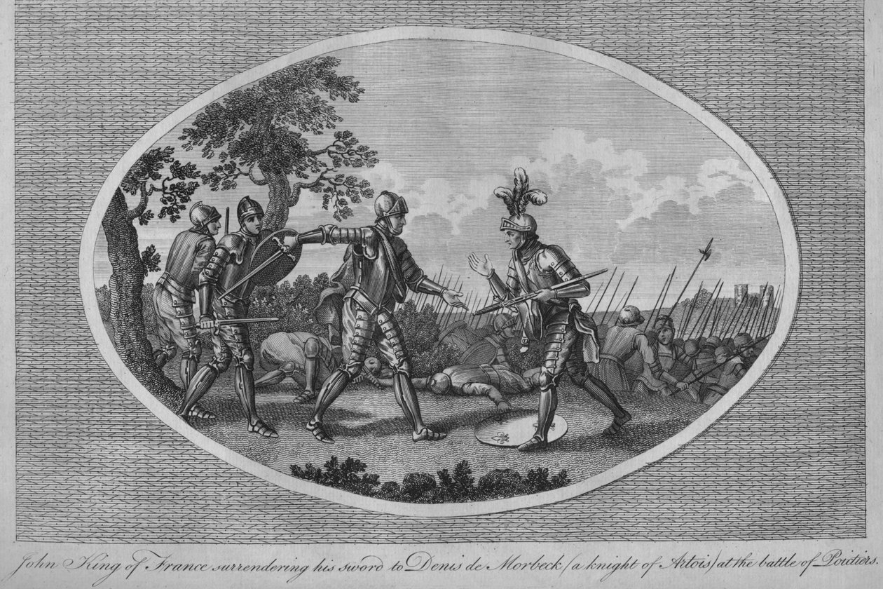Jan II z Francji poddający swój miecz Denisowi de Morbeck w bitwie pod Poitiers, 1356 1793 autorstwa Unbekannt