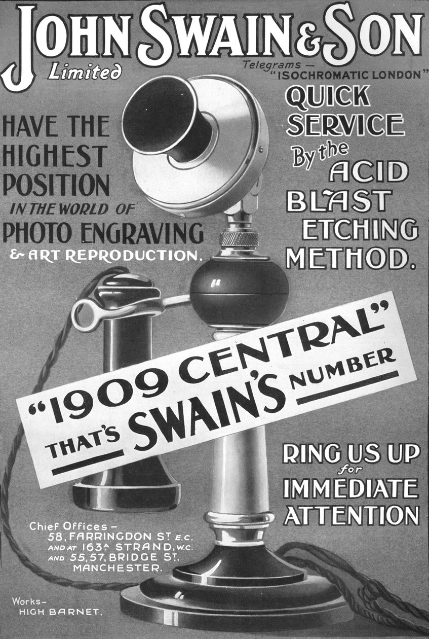 Reklama John Swain & Son Limited, 1907 autorstwa Unbekannt