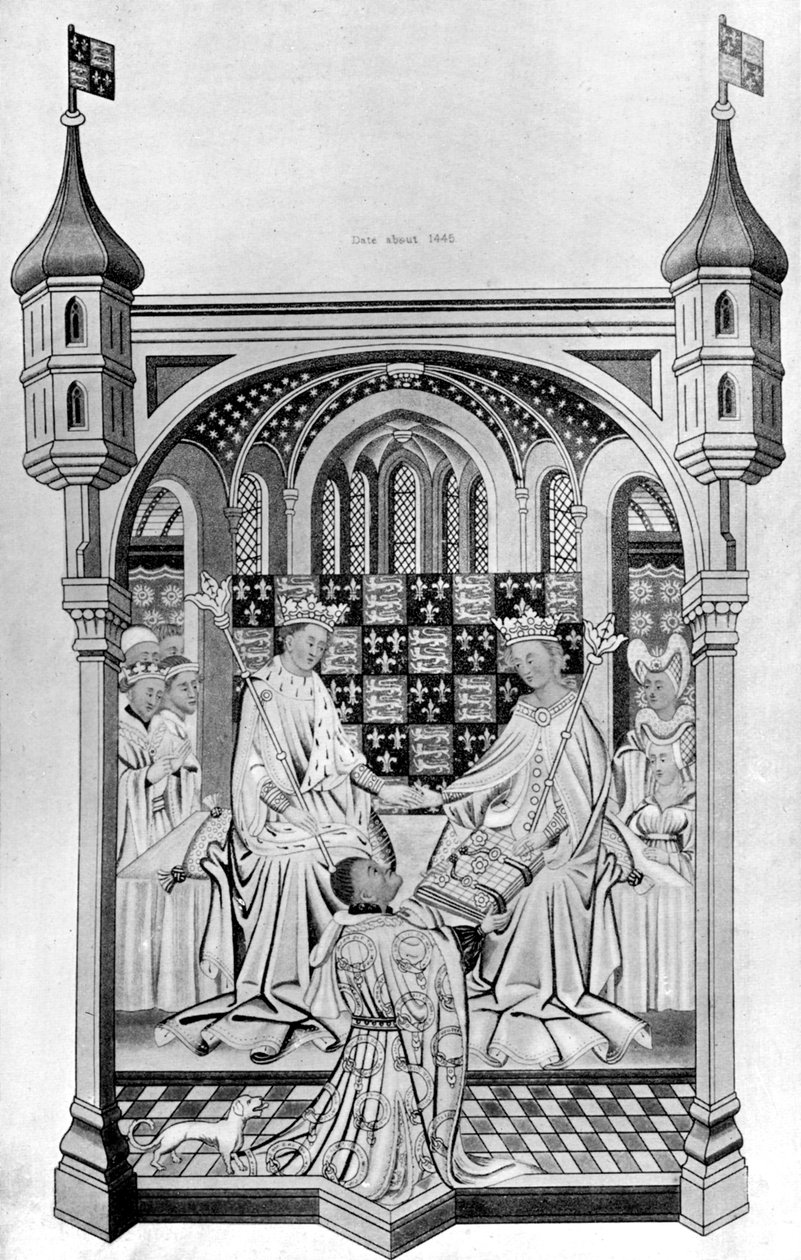 John Talbot, hrabia Shrewsbury, przedstawiający książkę Margaret of Anjou, c1445, 1910 autorstwa Unbekannt