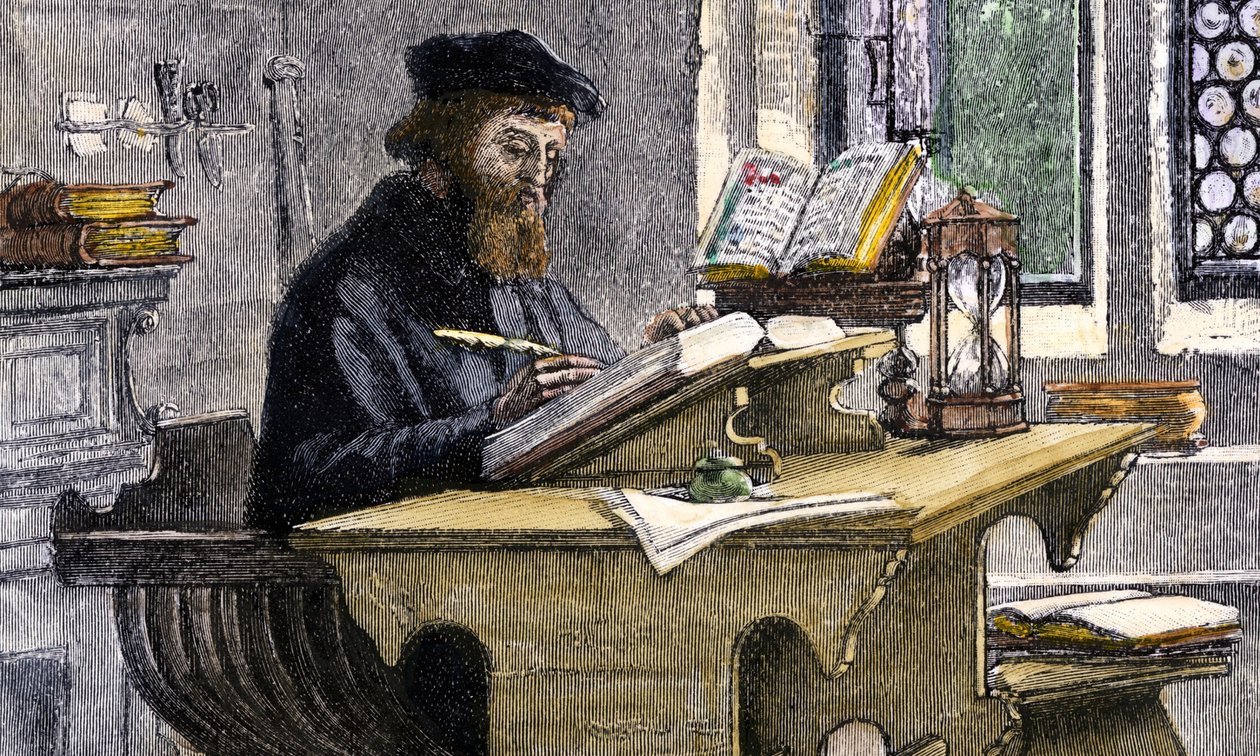 Jan Wiklif przy pracy, XIX w. autorstwa Unbekannt