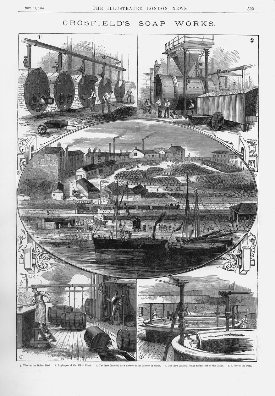 Fabryka mydła Joseph Crosfield and Sons w Bank Quay, Warrington, Cheshire, 1886 autorstwa Unbekannt