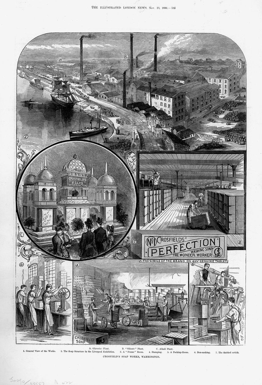 Fabryka mydła Joseph Crosfield and Sons w Bank Quay, Warrington, Cheshire, 1886 autorstwa Unbekannt