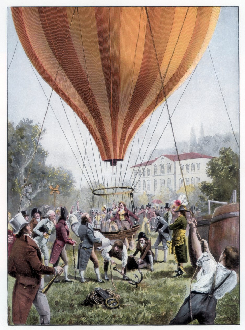 Lot balonem na ogrzane powietrze Joseph Louis Gay-Lussacs, Paryż, wrzesień 1804 1900 autorstwa Unbekannt