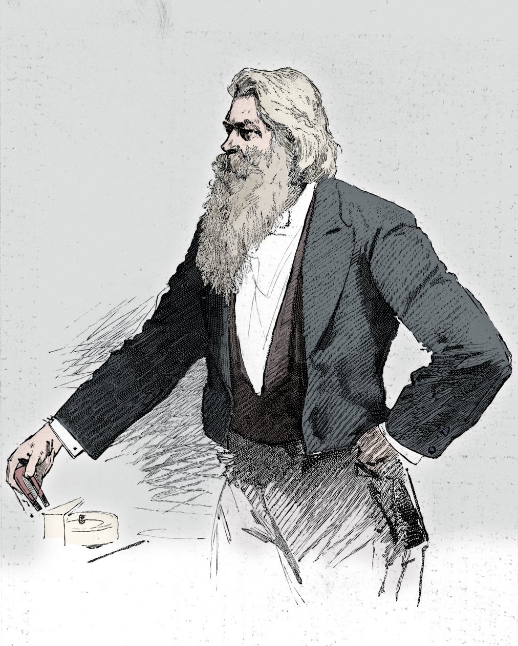 Joseph Wilson Swan, brytyjski fizyk i chemik, demonstrujący elektromagnetyzm, 1889 autorstwa Unbekannt