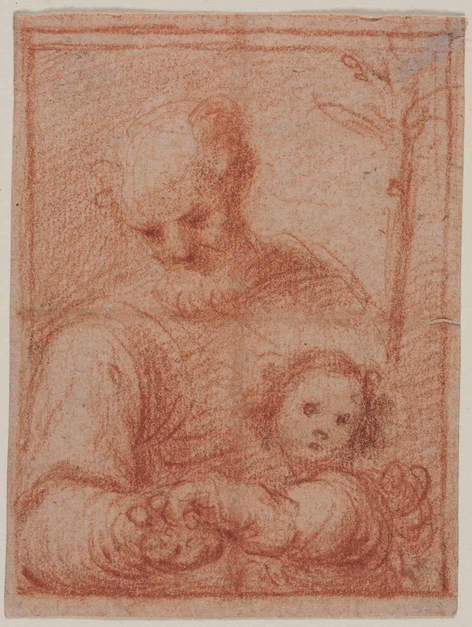 Prostota Józefa z Dzieciątkiem, Fragment dwóch figur rewers, XVI w. autorstwa Unbekannt