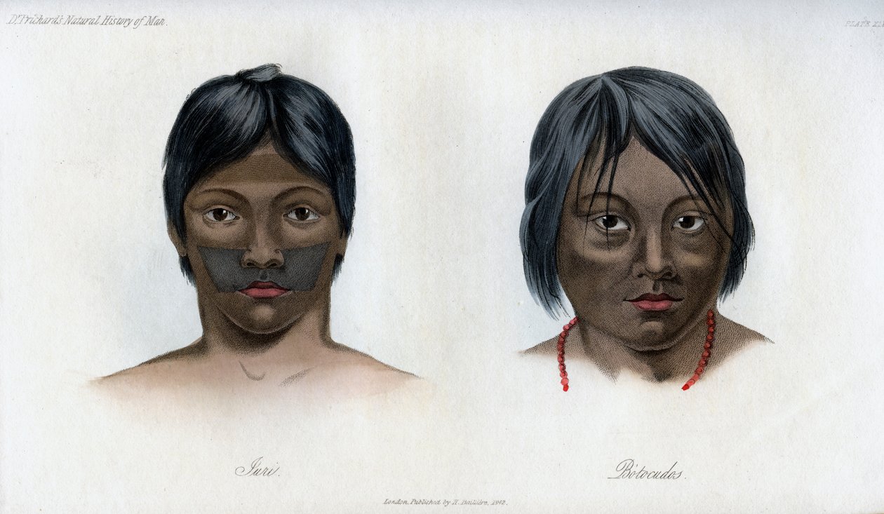 Juri i Botocudos z narodu Brasilio-Guarani, 1848 autorstwa Unbekannt