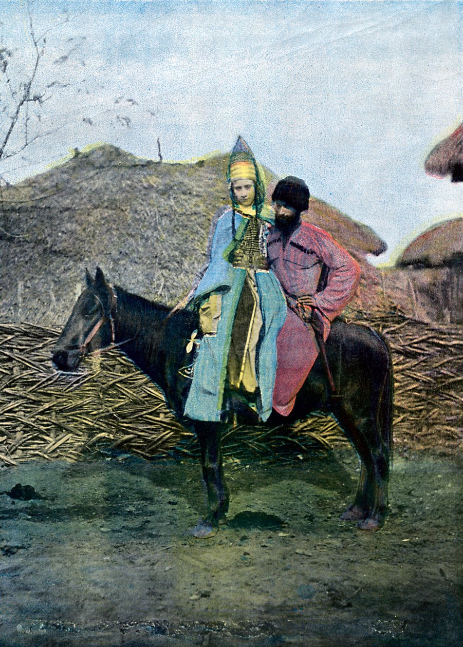 Para Kabardinów w podróży, ok. 1890 r. autorstwa Unbekannt