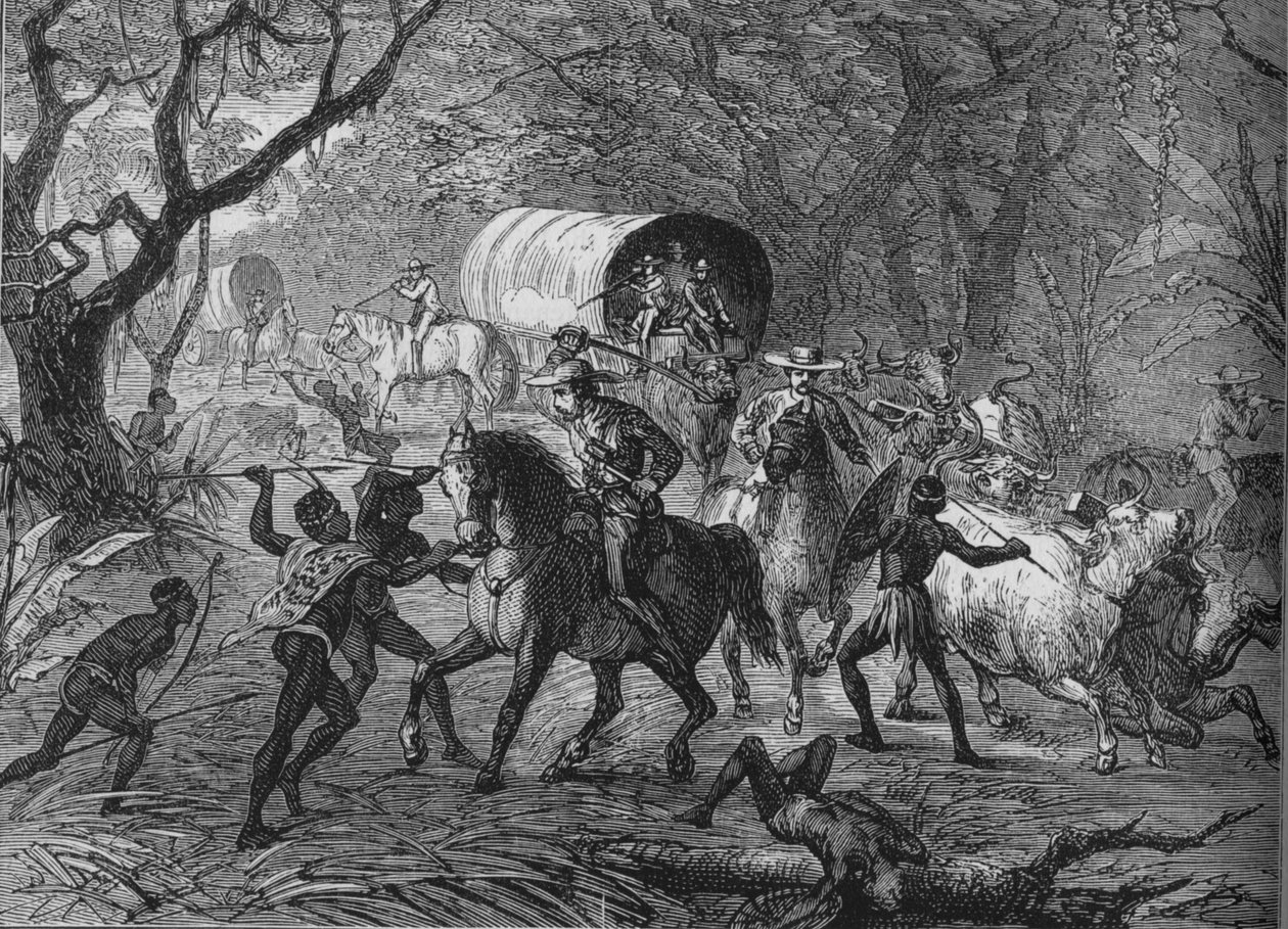 Atak Kaffirów na angielski konwój, ok. 1880 r. autorstwa Unbekannt