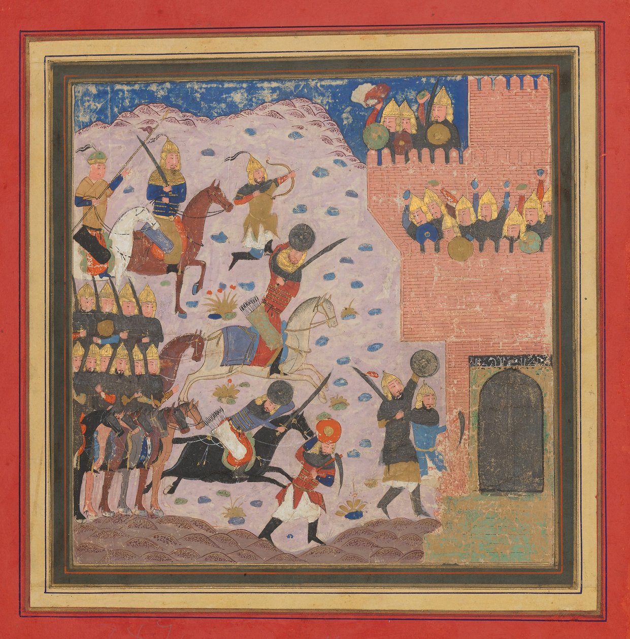 Kai Khusrau, Gudarz i Giv Zdobycie Twierdzy Demona, Bahman ..., ca. 1430-4 autorstwa Unbekannt