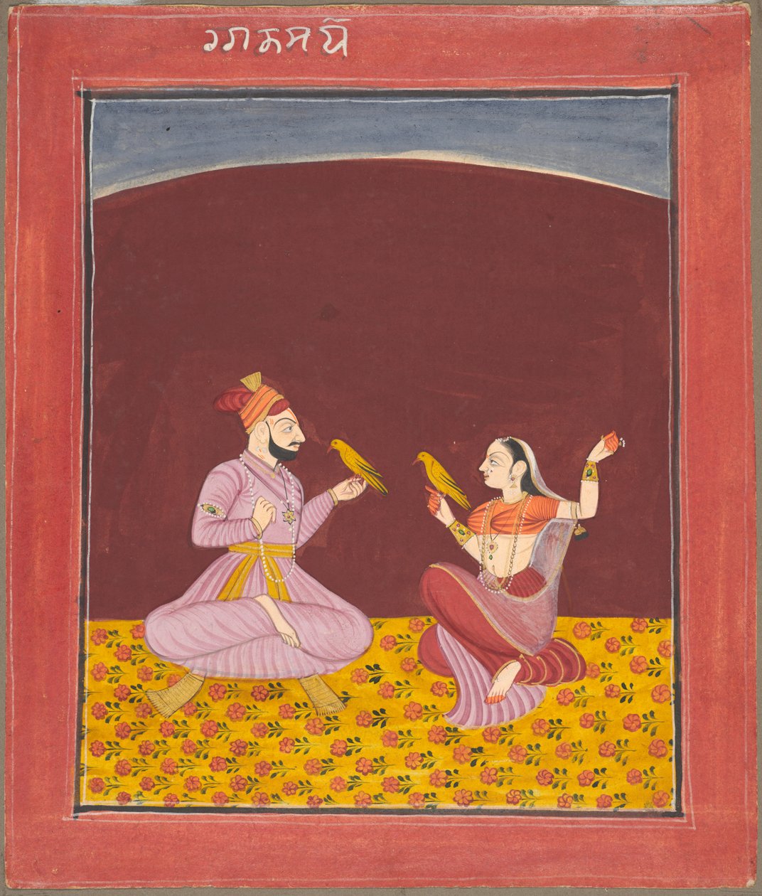 Kamod Raga z rodziny Dipak Raga, strona z serii Ragamala, c. 1750. autorstwa Unbekannt