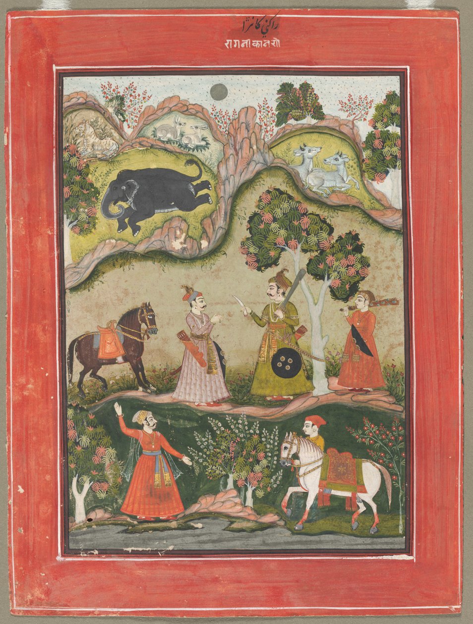 Kanhara Ragini: Pieśń inspiracji do Kryszny za zabicie demona słonia..., c. 1760. autorstwa Unbekannt