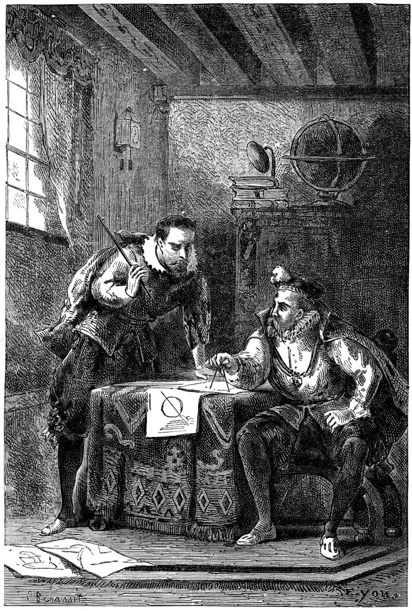 Kepler i Brahe pracują razem ok. 1600, ok. 1870 autorstwa Unbekannt