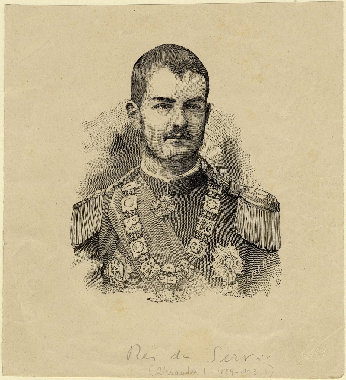 Król Aleksandar Serbii 1876-1903, c. 1889 autorstwa Unbekannt