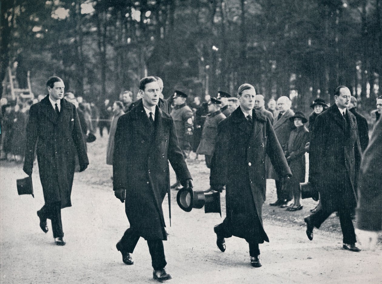 Król Edward VIII i jego trzej bracia podążają za lawetą, 1936 autorstwa Unbekannt