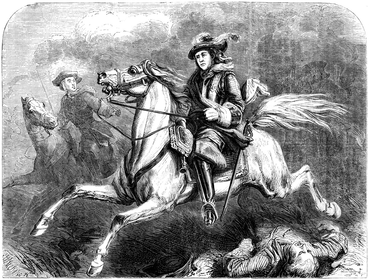 Król Jerzy II w bitwie pod Dettingen, 1743 autorstwa Unbekannt