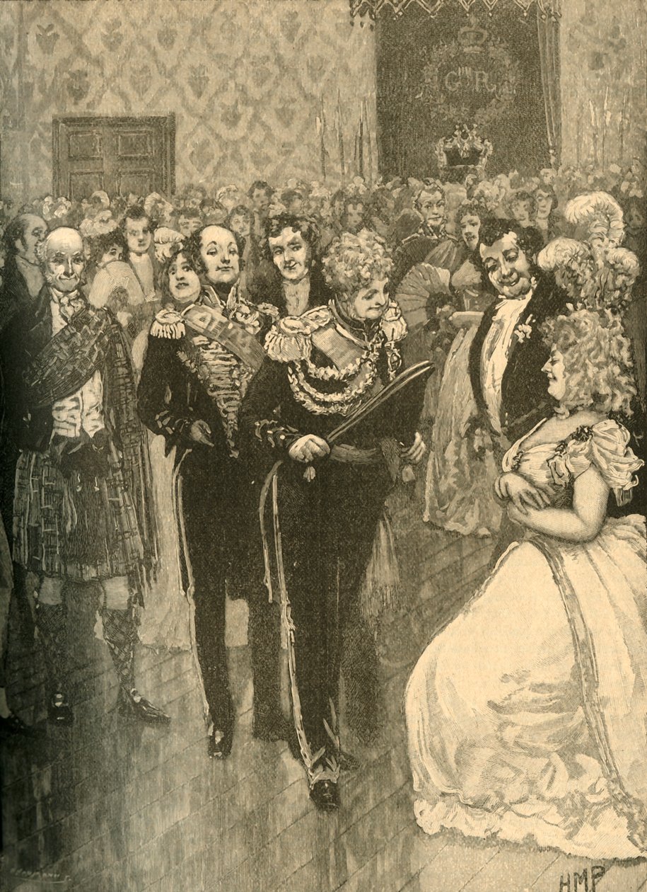 Król Jerzy IV trzymający groblę w Pałacu Holyrood, Edynburg, 1822/1890. autorstwa Unbekannt