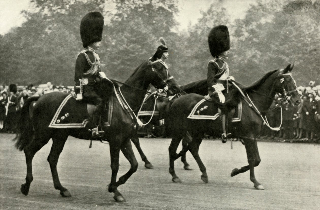 Król Jerzy na koniu ze zmarłym królem Jerzym V i księciem Walii, 1928., 1937. autorstwa Unbekannt