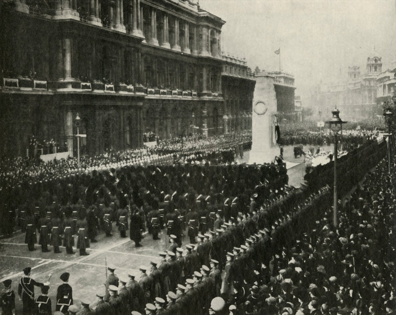 Król Jerzy VI uczestniczący w ceremonii rozejmu w grobowcu, Whitehall, 11 listopada 1936, 1937. autorstwa Unbekannt