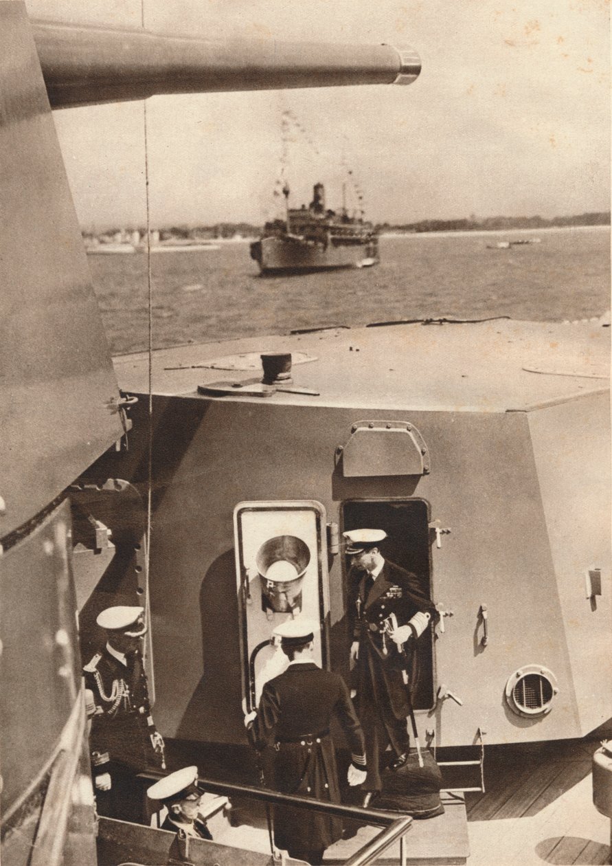 Król Jerzy VI w wieży działowej H.M.S Southampton, 1937 autorstwa Unbekannt