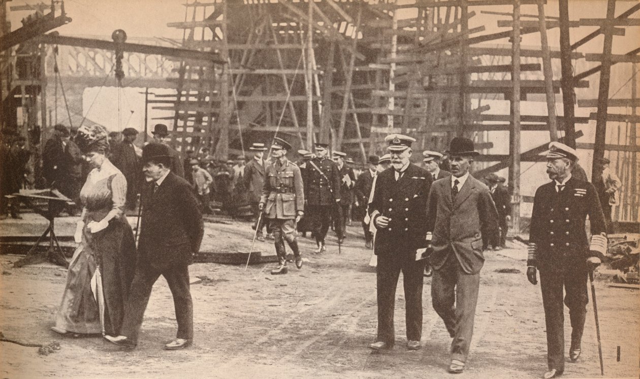 Król Jerzy V i Królowa Mary w stoczni Sunderland podczas I wojny światowej, 15 czerwca 1917, 1935 autorstwa Unbekannt