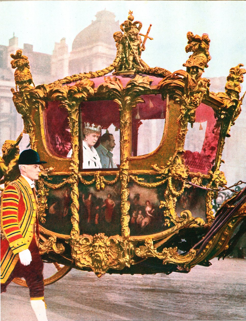 Król Jerzy V i Królowa Mary w historycznej karetce stanowej, ok. 1935 r. autorstwa Unbekannt