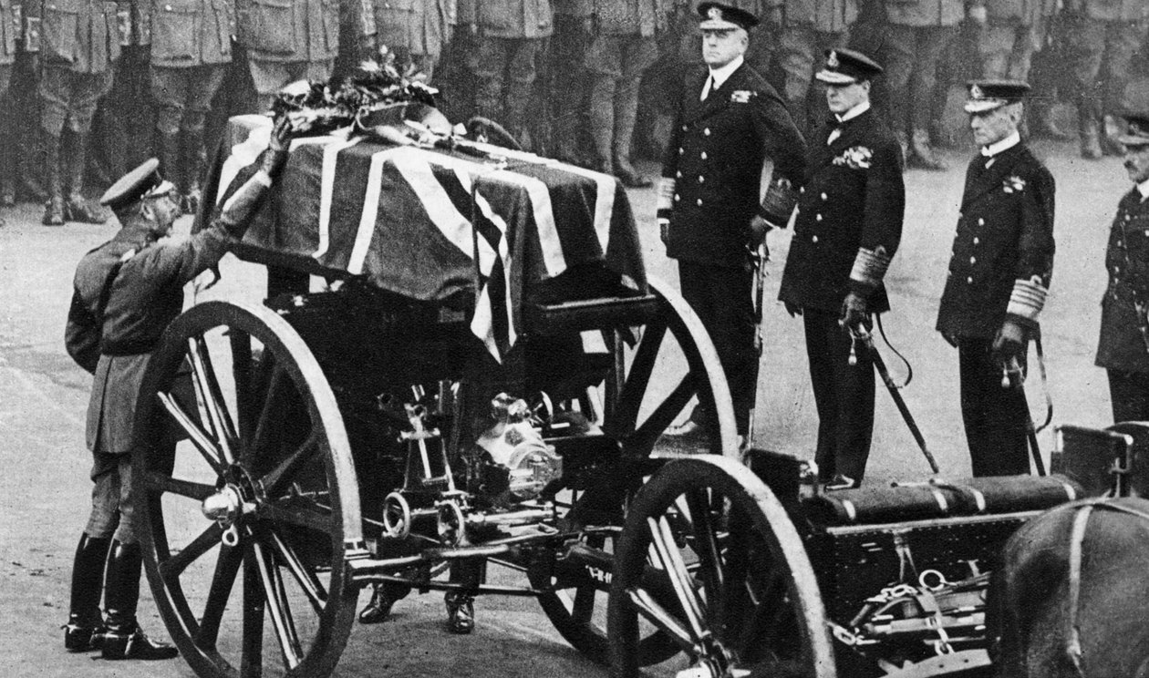 Król Jerzy V składa wieniec na trumnie nieznanego żołnierza, Whitehall, Londyn, ok. 1930 autorstwa Unbekannt