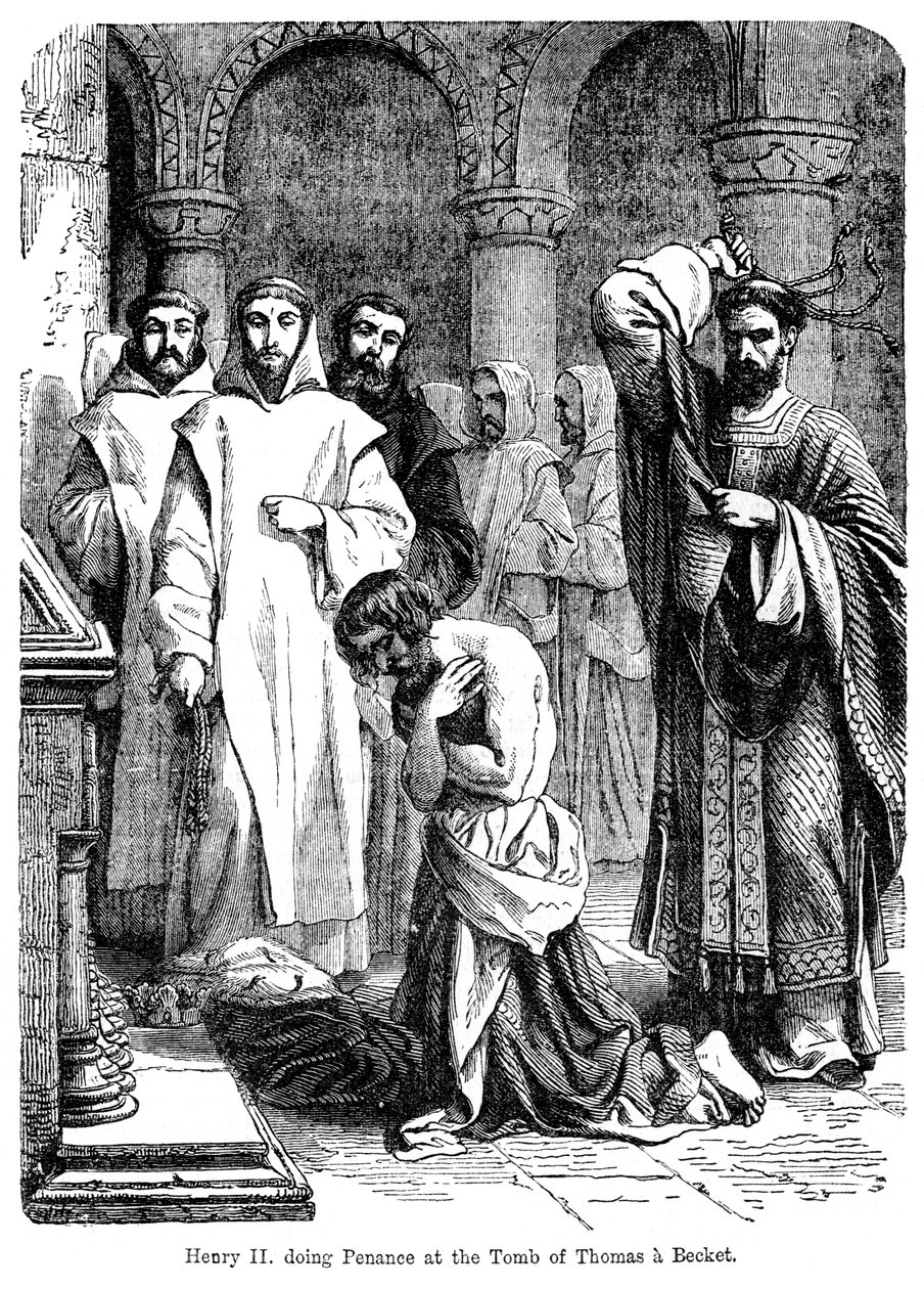 Król Henryk II odprawiający pokutę przy grobie Tomasza Becketa w katedrze w Canterbury autorstwa Unbekannt