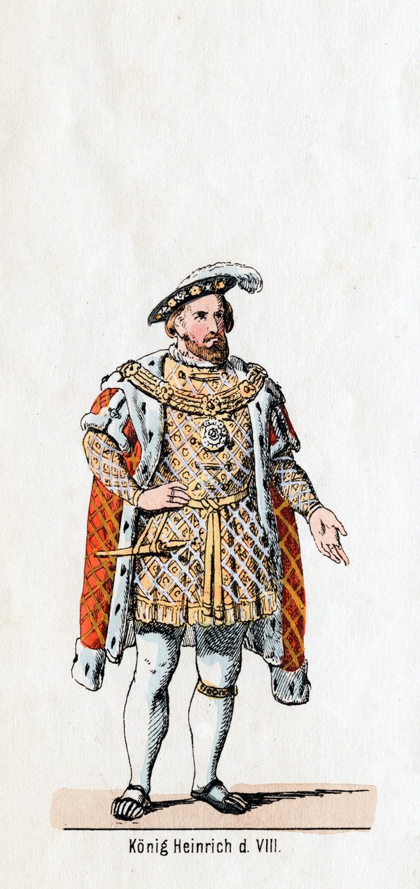 Król Anglii Henryk VIII, projekt kostiumu do sztuki Szekspira, Henryk VIII, XIX w. autorstwa Unbekannt