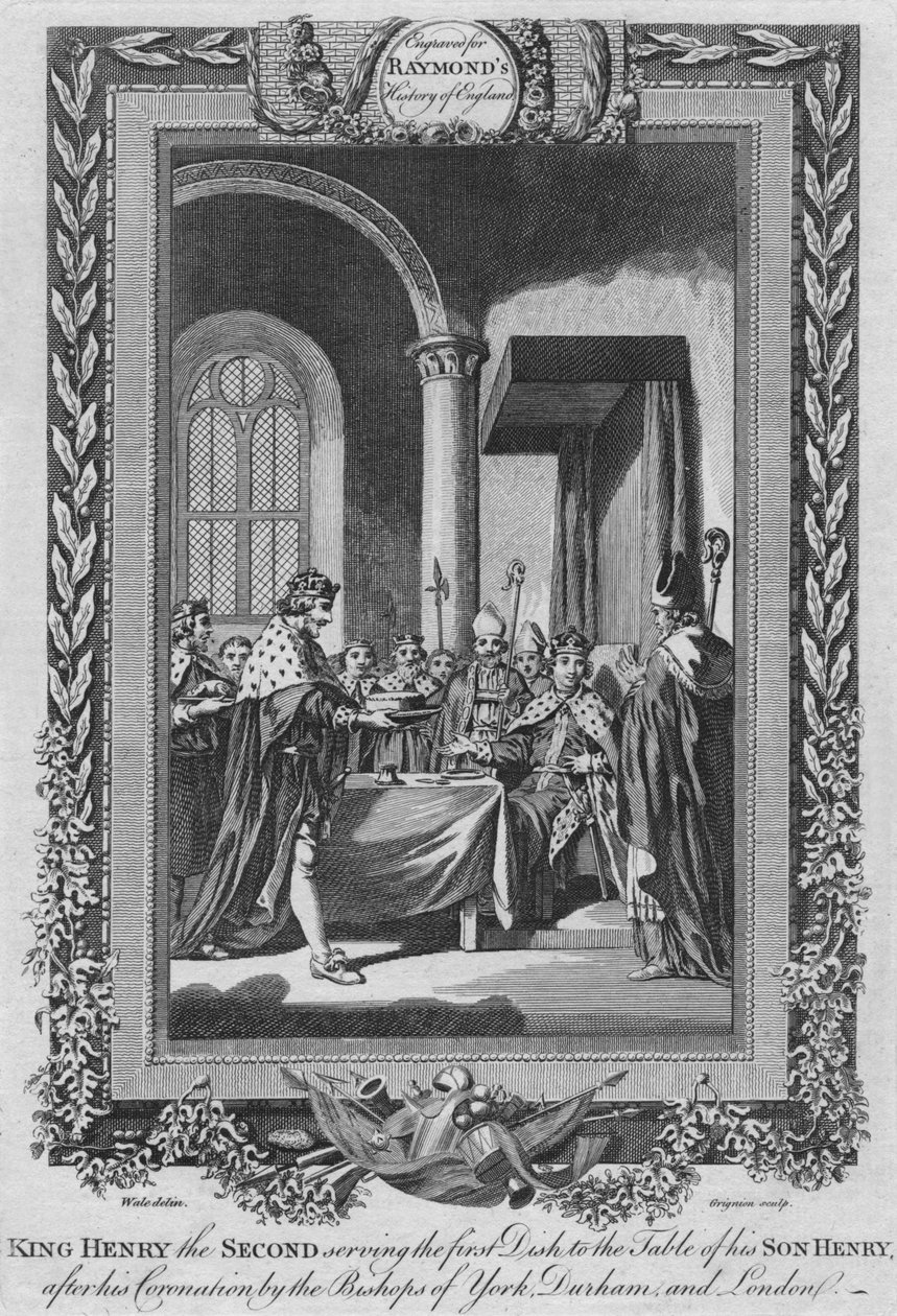 Król Henryk II serwujący pierwszą potrawę do stołu swego Syna, ok. 1787 r. autorstwa Unbekannt