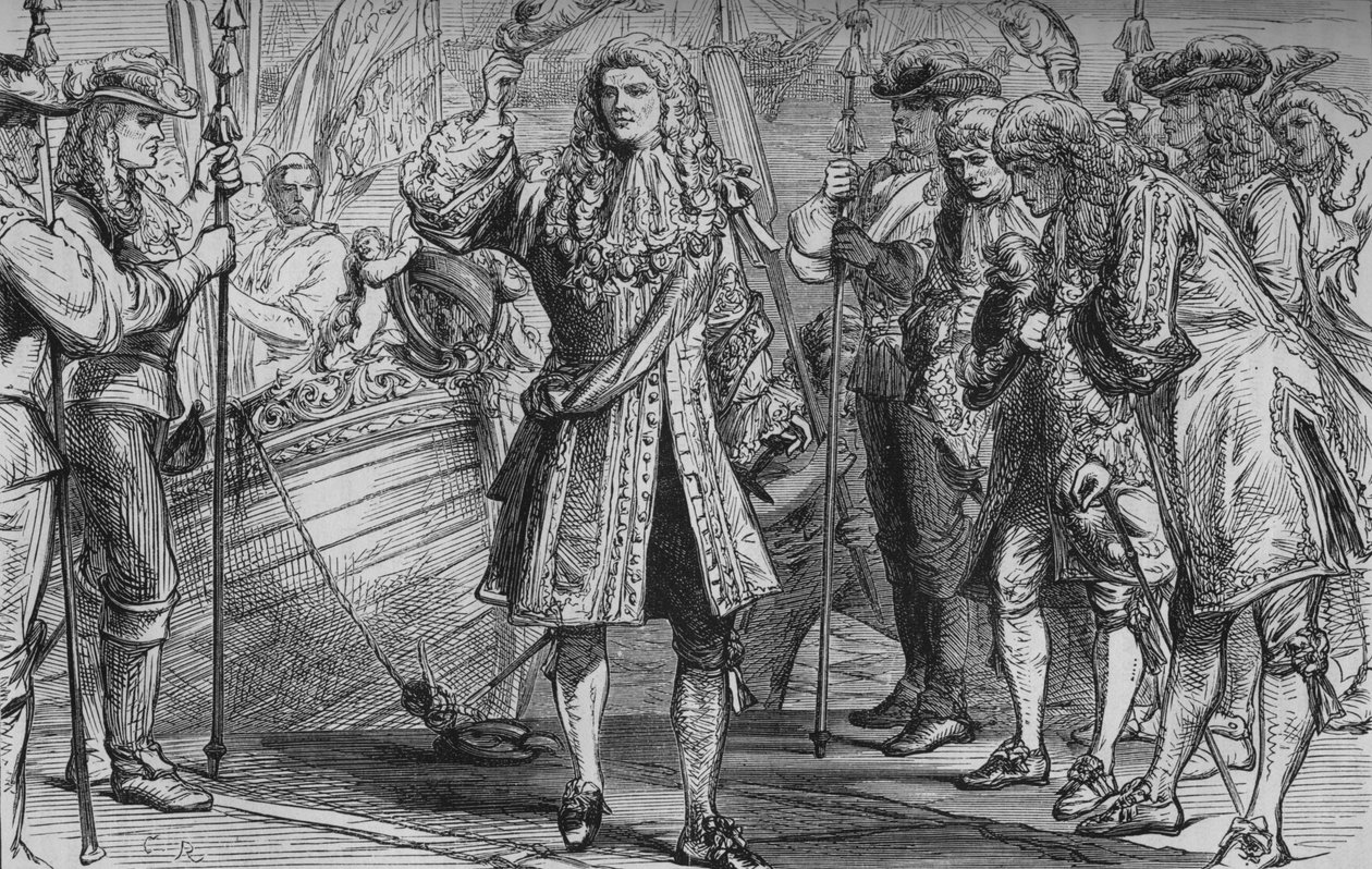 Król Jakub II. Lądowanie w Kinsale, 12 marca 1689, c1880 autorstwa Unbekannt