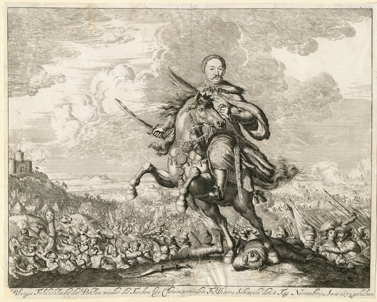 Król Jan III Sobieski w bitwie pod Chocimiem 11 listopada 1673, 1673 autorstwa Unbekannt