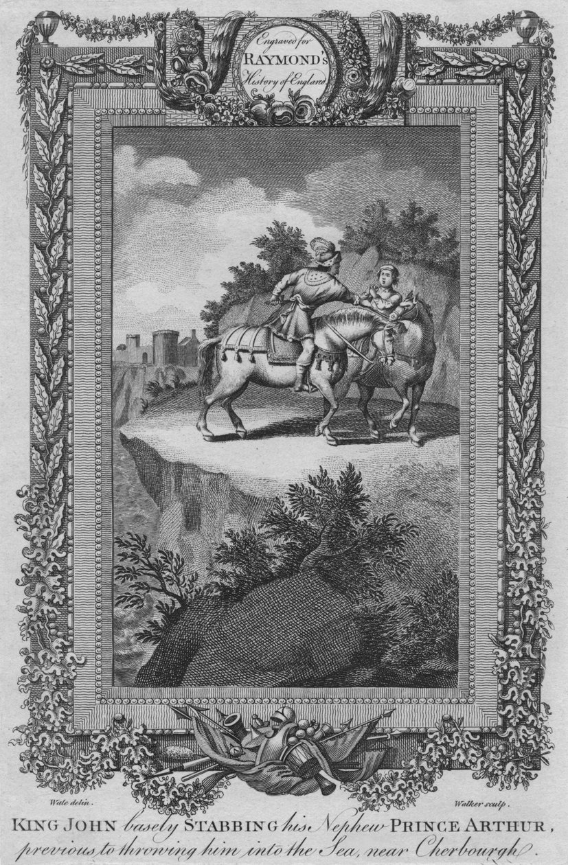 Król Jan nikczemnie Zadźgał swojego siostrzeńca, księcia Artura, przed wrzuceniem go do Morza, c1787 autorstwa Unbekannt