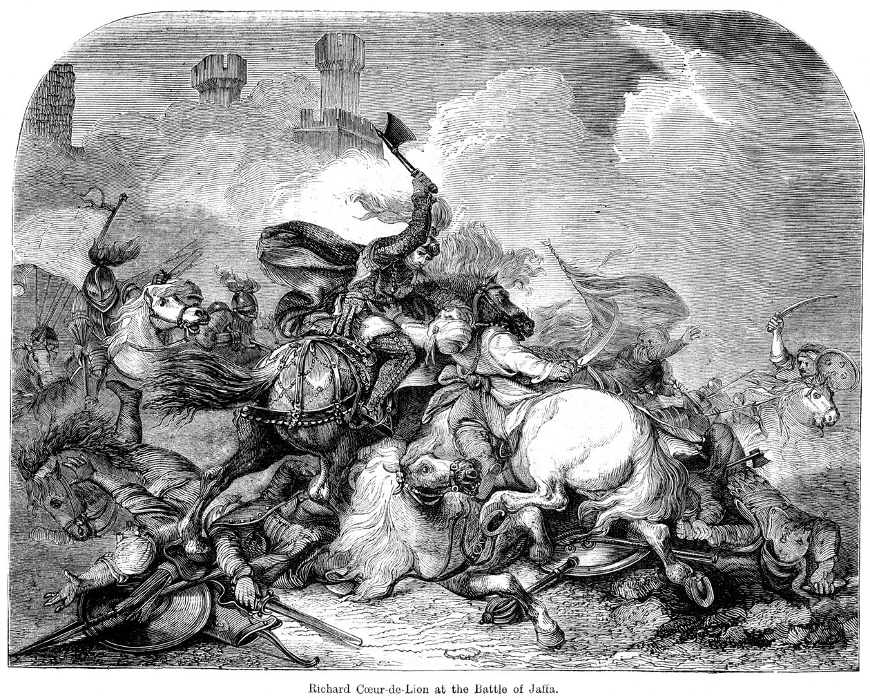 Król Ryszard I 1157-1199 w bitwie pod Jaffą, 1192 autorstwa Unbekannt