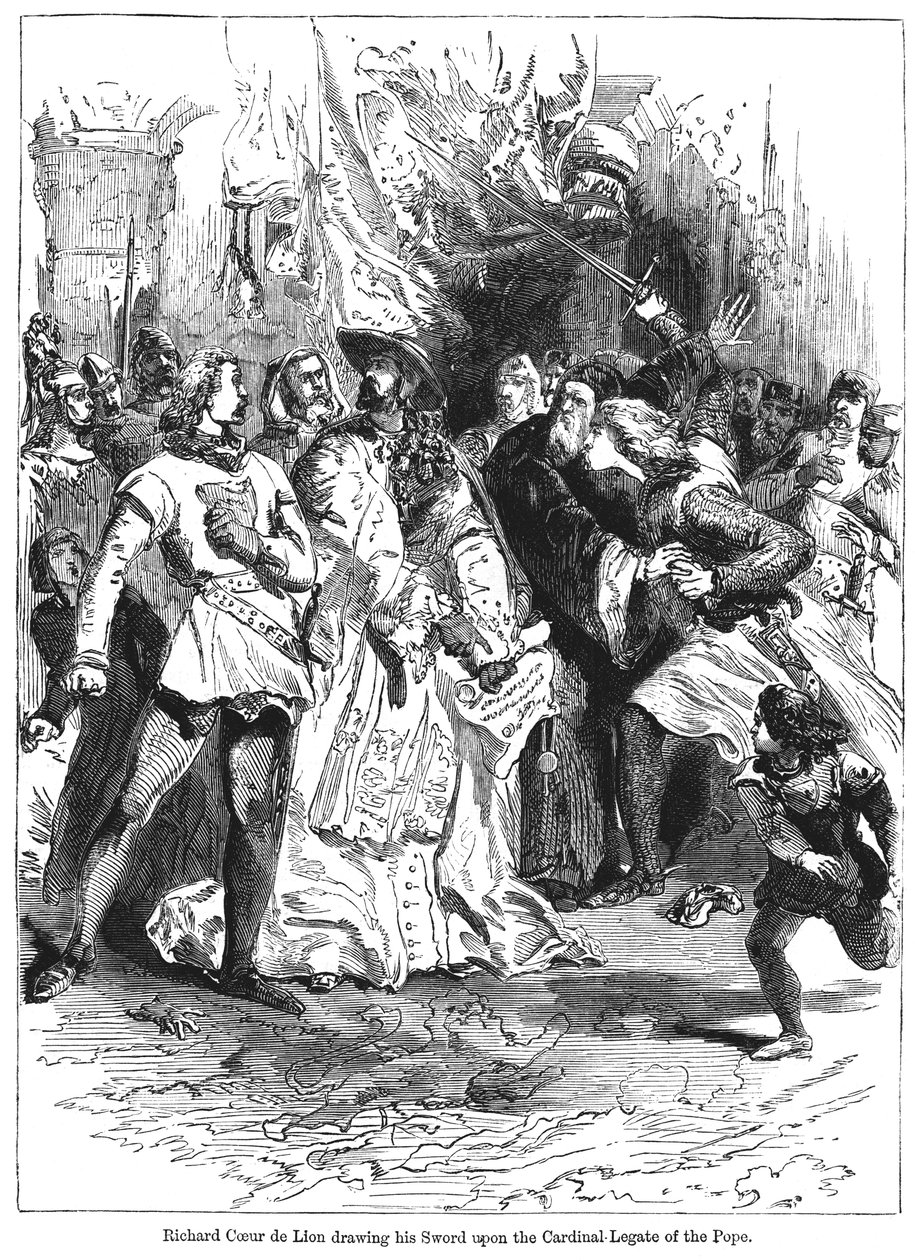 Król Ryszard I 1157-1199 wyciągający miecz na kardynała legata papieża autorstwa Unbekannt