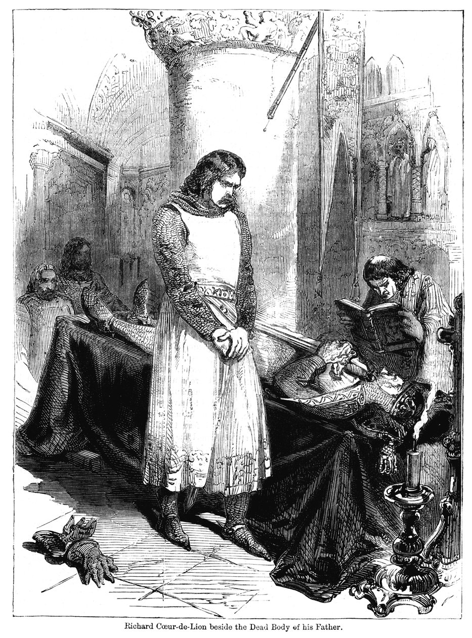 Król Ryszard I obok martwego ciała swojego ojca, króla Henryka II, 1189 autorstwa Unbekannt