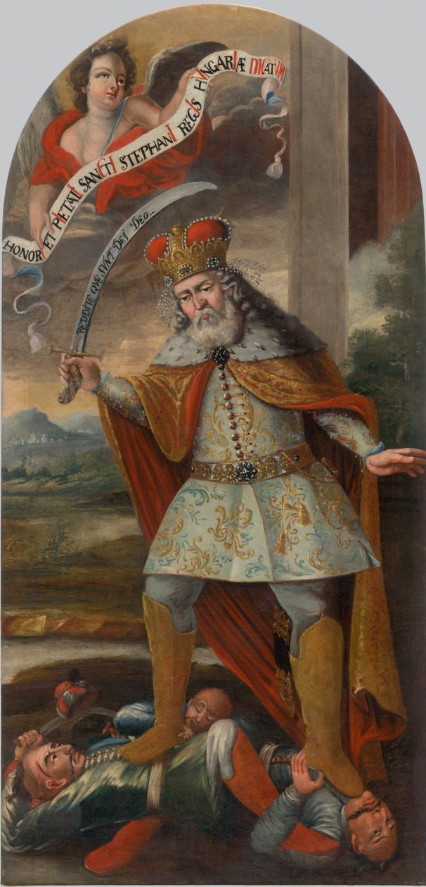 Król Św. Szczepan w bitwie z Turkami, ca. 1718-1719. autorstwa Unbekannt