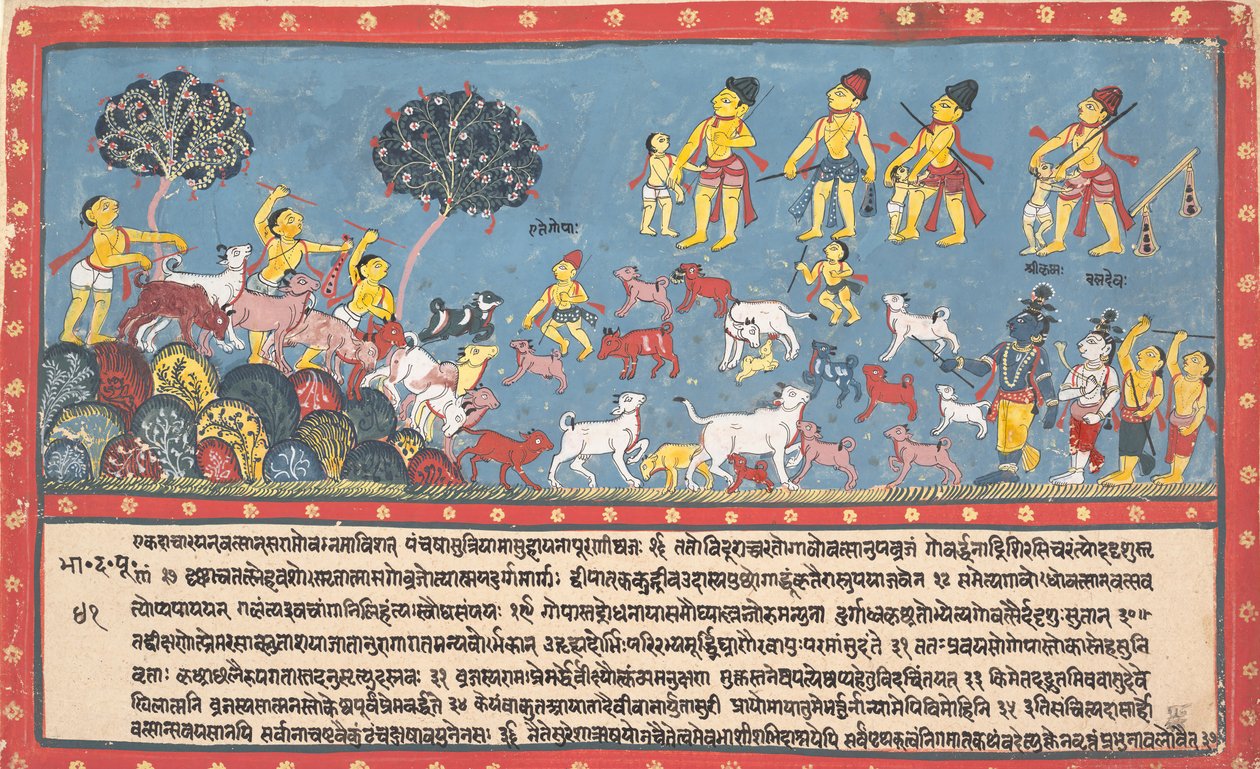 Kryszna, Balarama i pasterze... z rozproszonej Bhagavata Purany..., 1800-1825. autorstwa Unbekannt