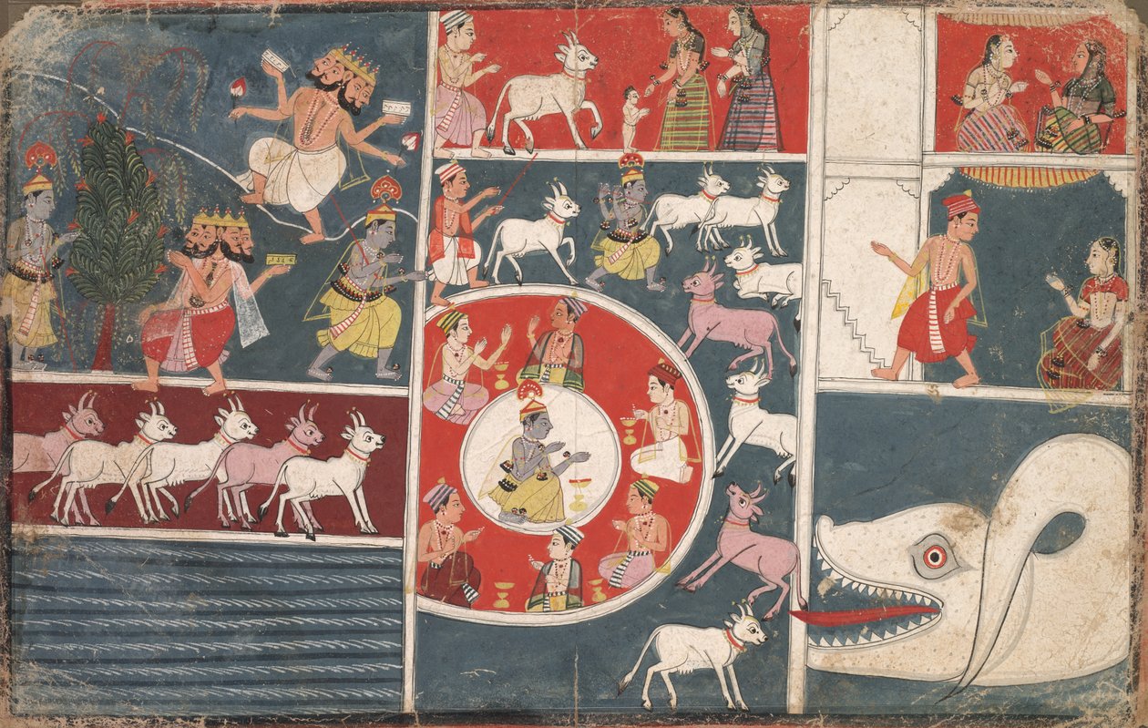 Kryszna grający na flecie i inne epizody z Bhagavata Purany, 1650. autorstwa Unbekannt
