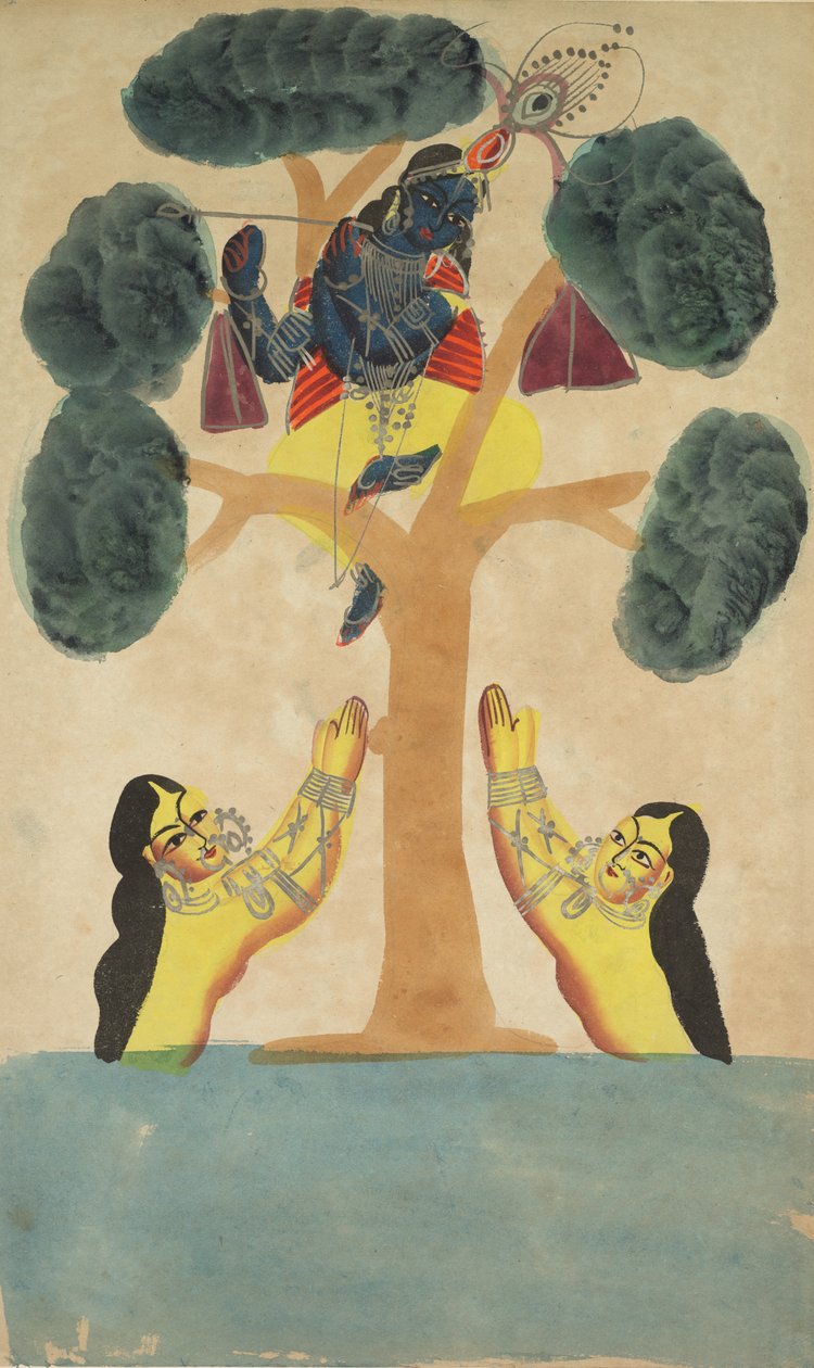 Kryszna kradnie ubrania kowbojek Gopi, 1800 rok. autorstwa Unbekannt