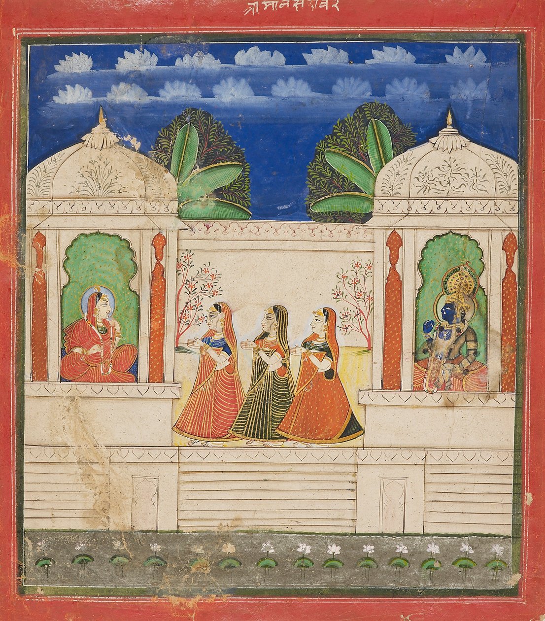 Kryszna i Radha w dwóch pawilonach, XIX w. autorstwa Unbekannt