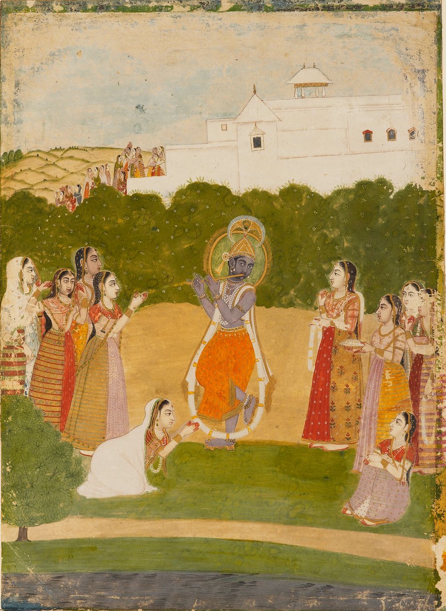 Krishna nad rzeką grający na flecie, ok. 1720 autorstwa Unbekannt