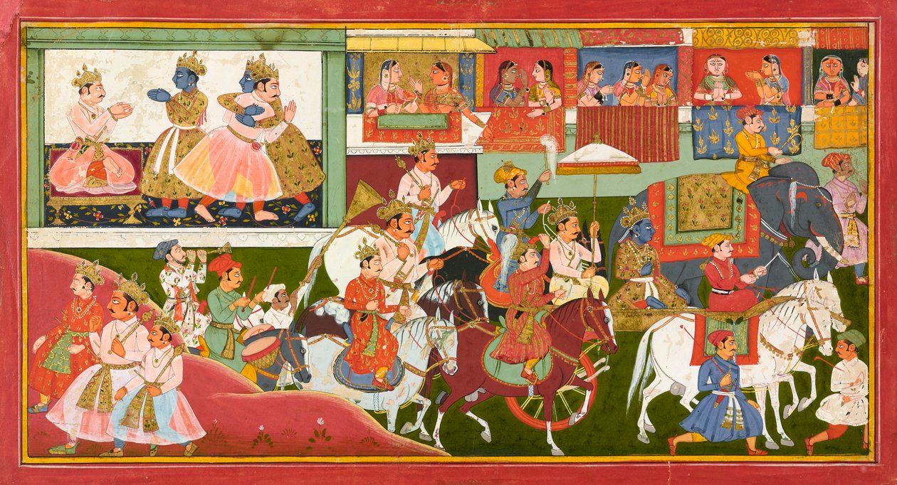 Kryszna żegna się, folio z Bhagavata Purany, ok. 1680-1690. autorstwa Unbekannt
