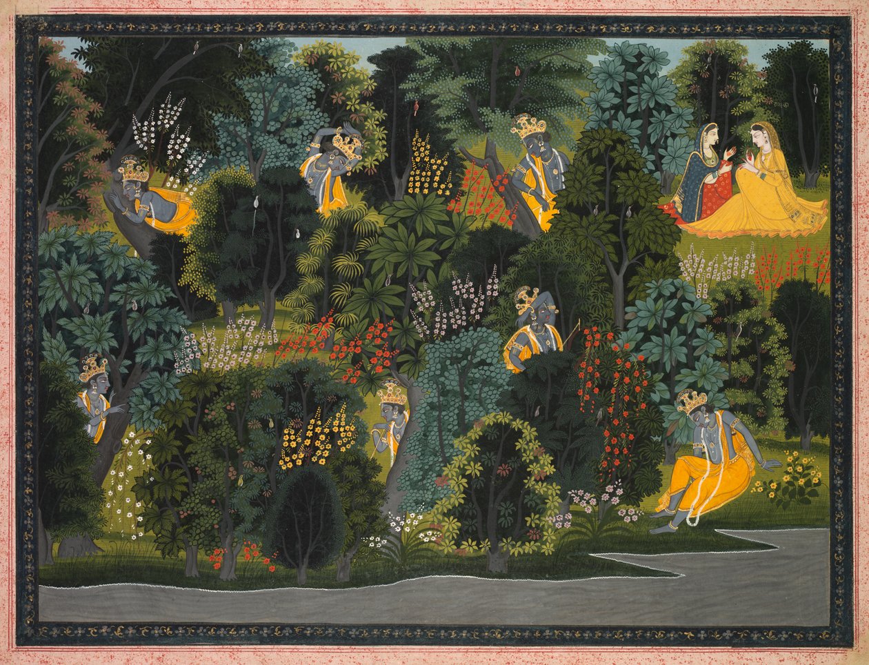 Tęsknota Kryszny za Radhą, z Gita Govinda Dżajadewy, ok. 1930. 1820-1825. autorstwa Unbekannt