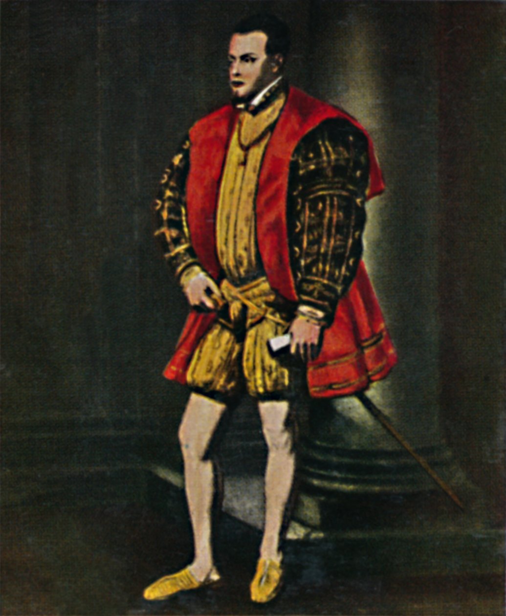 Król Hiszpanii Filip II 1527-1598. - Obraz Tycjana, 1934. autorstwa Unbekannt